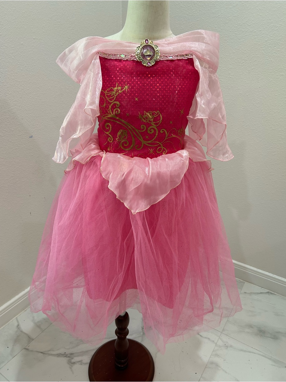 Disney Sleeping Beauty Princess Aurora Tulle Costume Dress, Girls Size 5/6